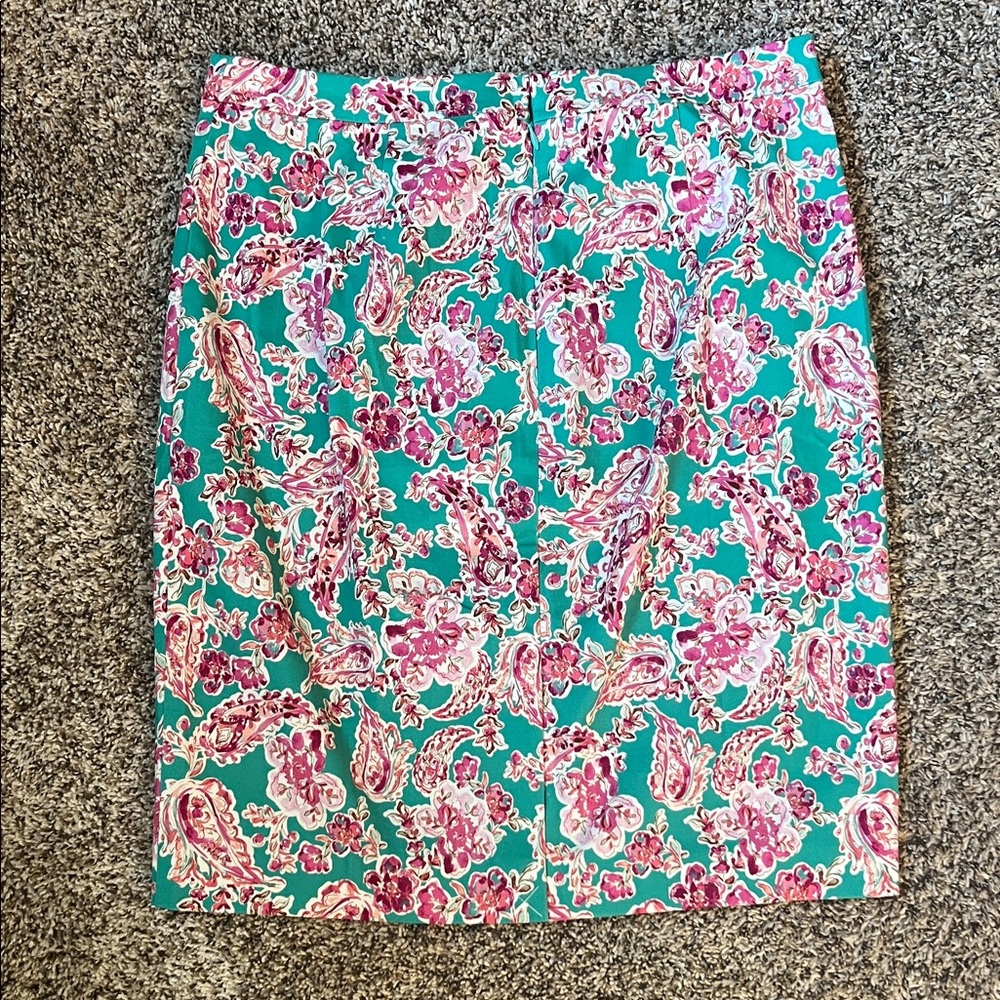 J. Crew Teal and Pink Floral Pencil Skirt - Picture 3 of 5